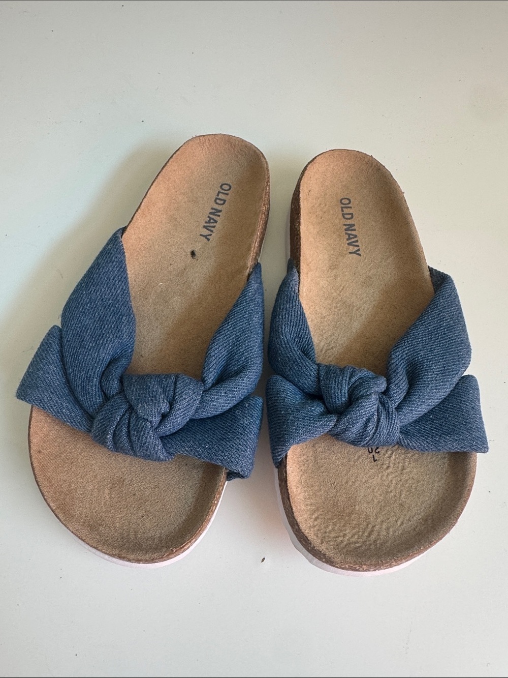 Old Navy Denim-Style Knot Slide Sandals in Blue